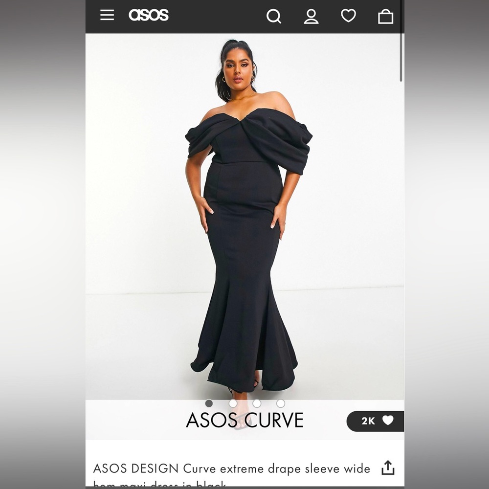 ASOS DESIGN Curve extreme drape sleeve wide hem maxi dress in black
